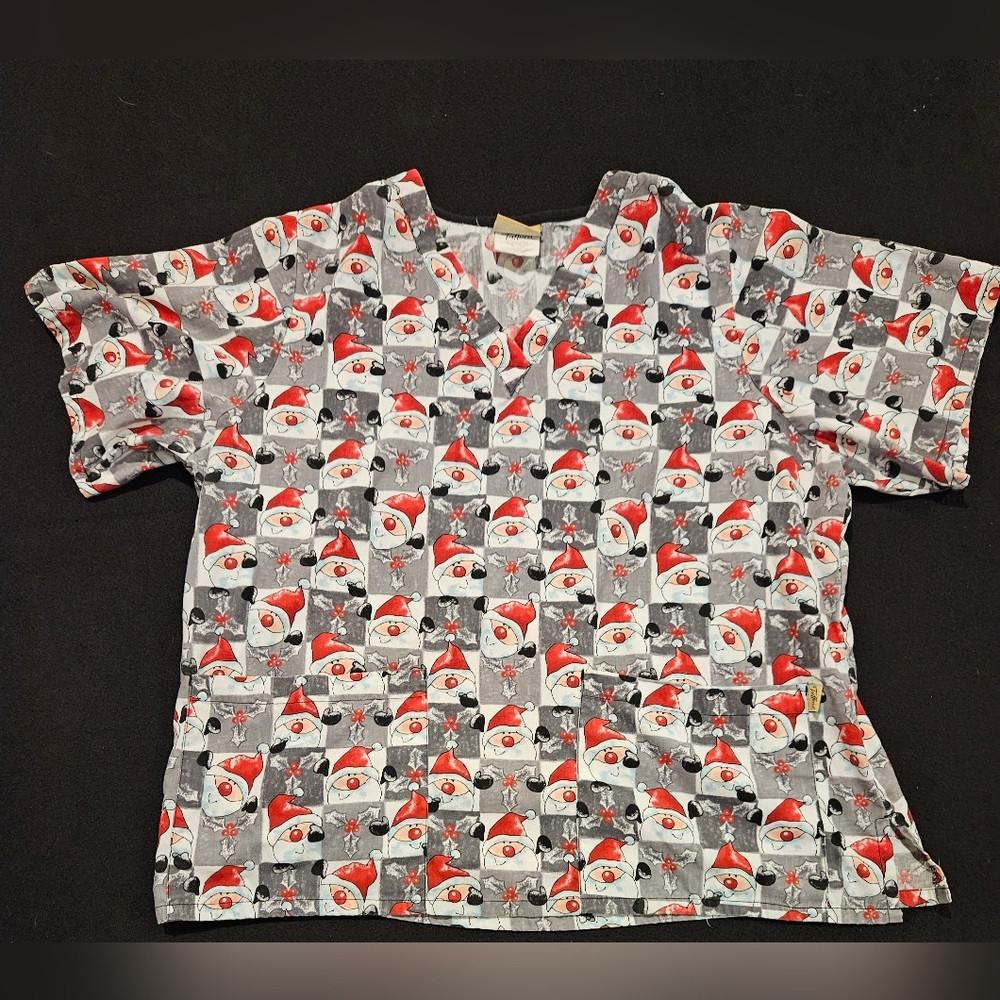 2 Pc Set- Tafford Women’s Santa Claus Christmas Scrub Top‎ Set Size XL
